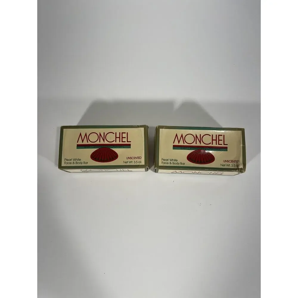 Lot Of 2 Vintage Monchel Pearl White UnScented Bar Soap 1982 New Old Stock Shell
